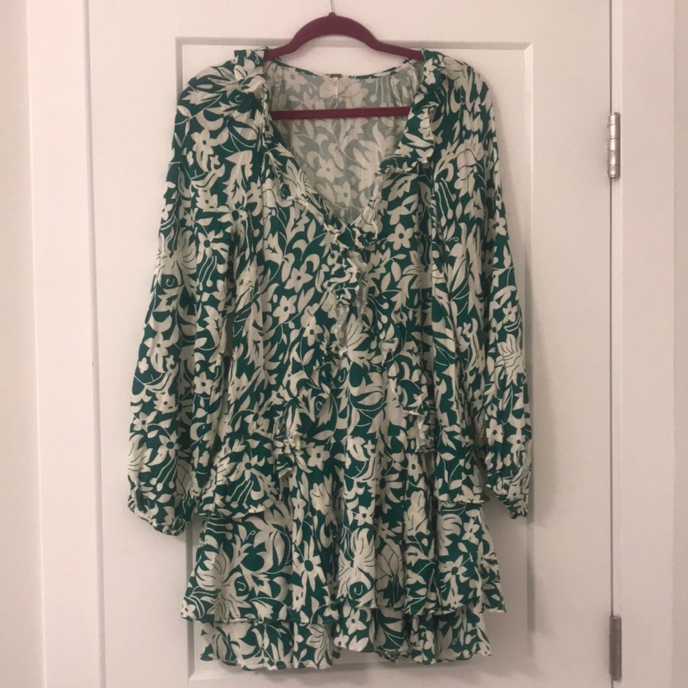 Free People Green and White Dress